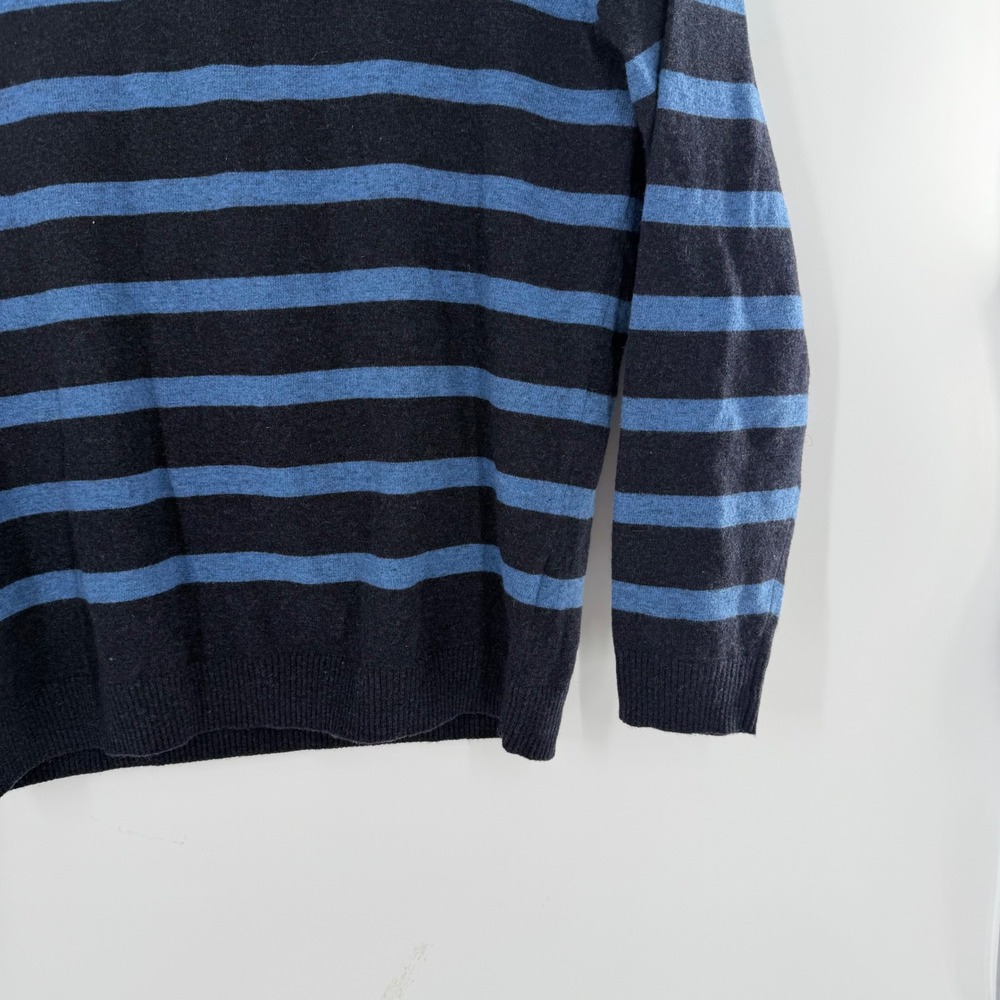 Pronto Uomo Blue Mens XXL Wool Blend V-Neck Striped Sweater Charcoal Blue - Picture 4 of 7